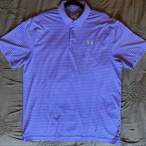 Under Armour Large Heat Gear Purple Striped Golf Polo
